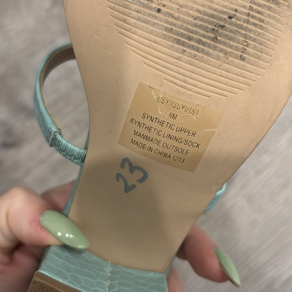 Steve Madden Issy Block Heel Slide Blue Sandals - Picture 4 of 4